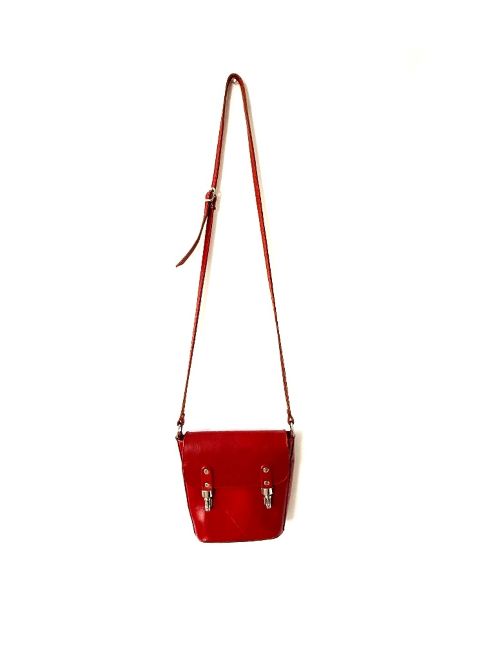 1980s Red Leather Shoulder Bag Purse  Made in Italy
